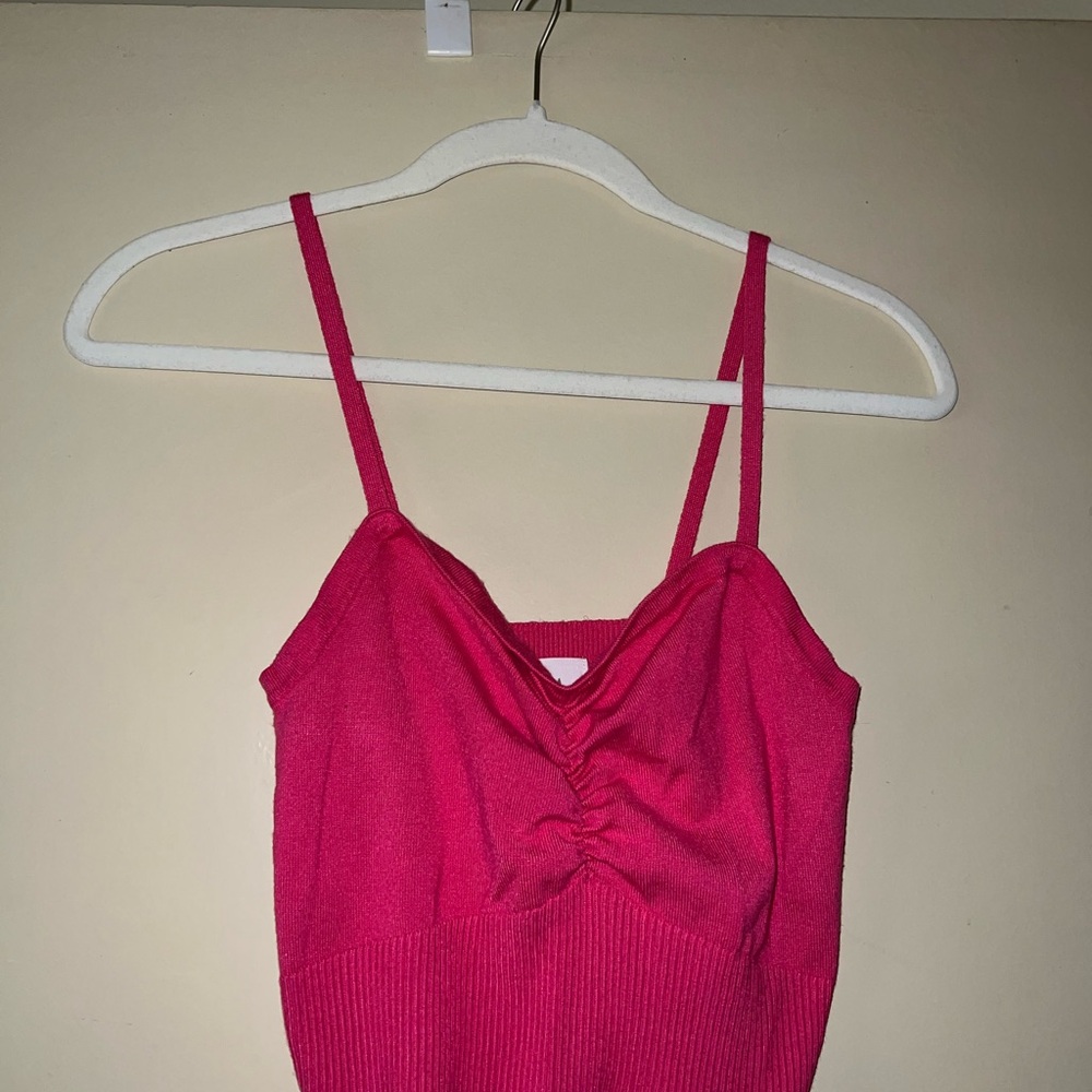 Pink Tie Front Strappy Top